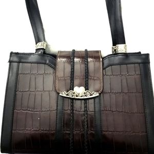 Brighton Purse Brown Croc Leather w/Black trim